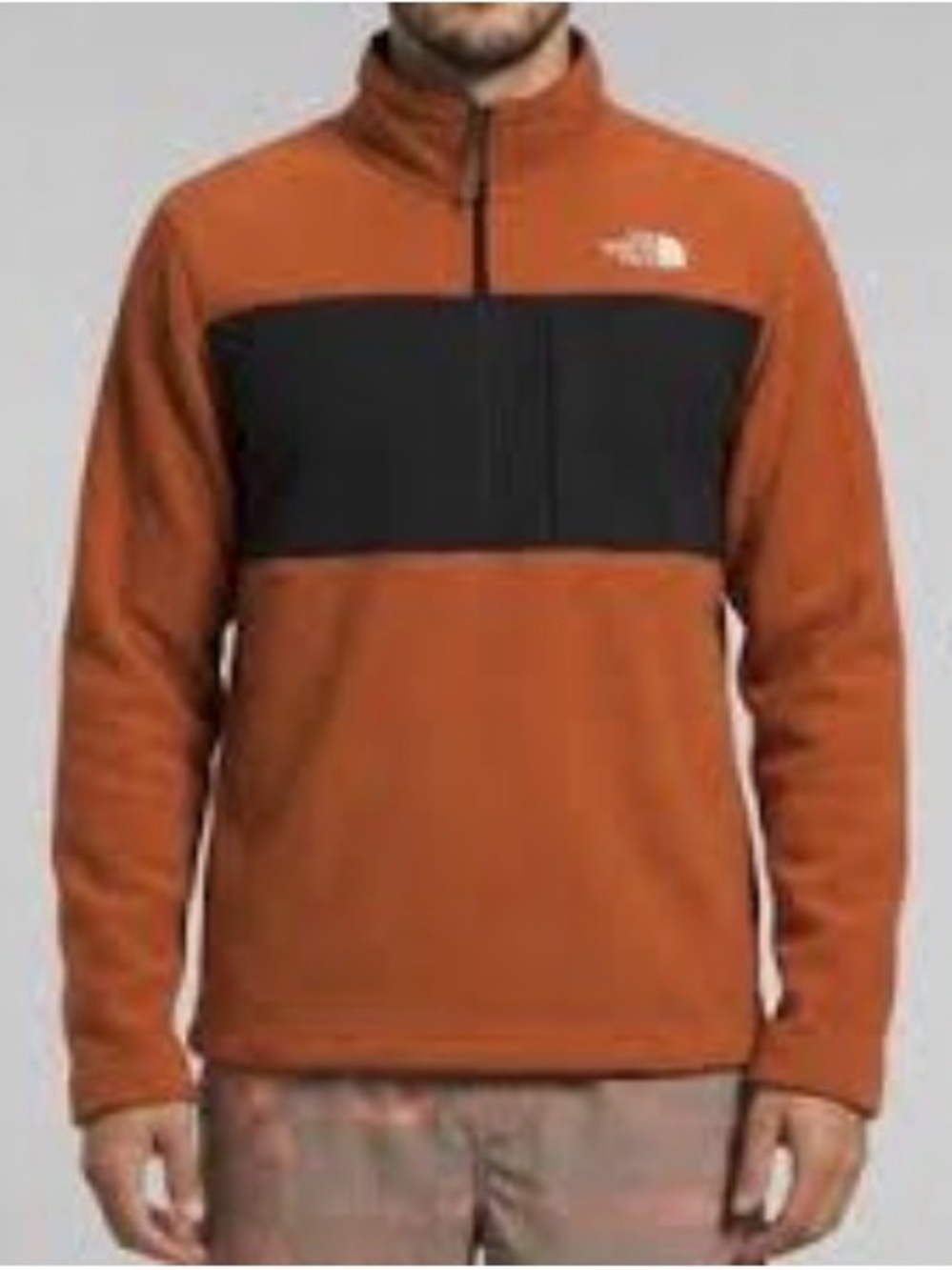 The North Face Men's Rust Orange Fleece with Black Chest Panel